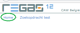 Indien je uit het zoek-resultatenscherm wil geraken, klik linksboven op home In de handleiding van Regas (http://www.regas.