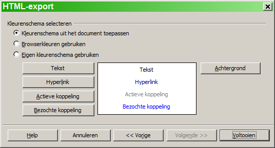 Afbeelding 15: Dialoogvenster HTML-export Stijl voor knoppen selecteren 10) Klik op Voltooien.