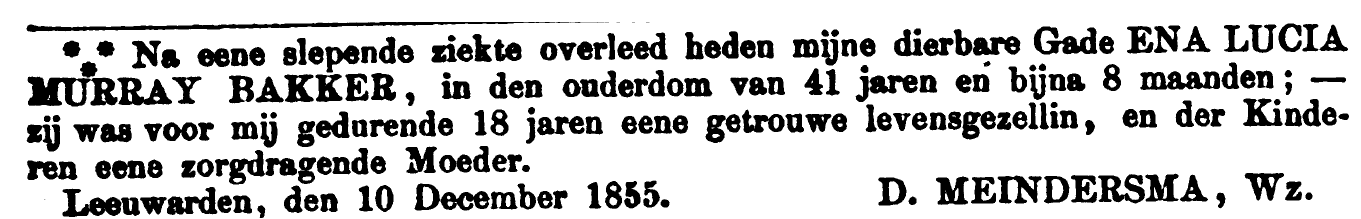 ~ 21 ~ Een dit is het trieste einde van een boekdrukkerij en boekhandel na het overlijden van Dirk Bron: Leeuwarder Courant 23 oktober 1857 Naast de boekdrukkerij was Dirk ook als diaken in