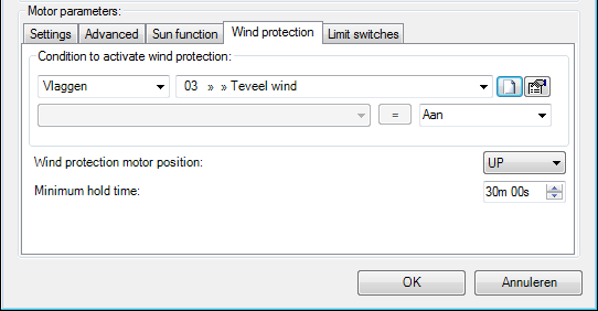 Ook wanneer de windbescherming actief is zal dit met een extra icoontje op het display of in de visualisatie aan de gebruikers duidelijk gemaakt worden.