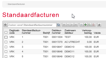 7.6 Standaardfacturen Snelstart: mhdfks Met behulp van deze functie is het mogelijk om gegevens te onderhouden met betrekking tot standaardfacturen; deze worden omschreven als sjabloonfacturen die