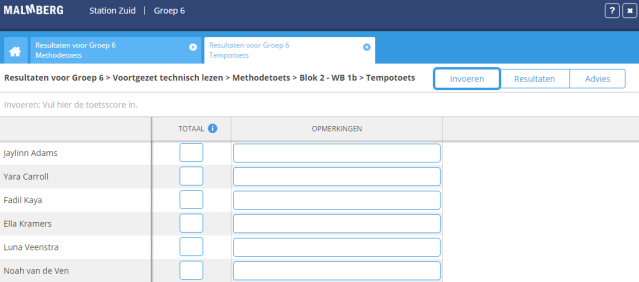 Klik op de toets die u wilt openen. U ziet nu de gekozen toets op een apart tabblad in de Resultatenmonitor. Het kruimelpad toont waar u nu bent.