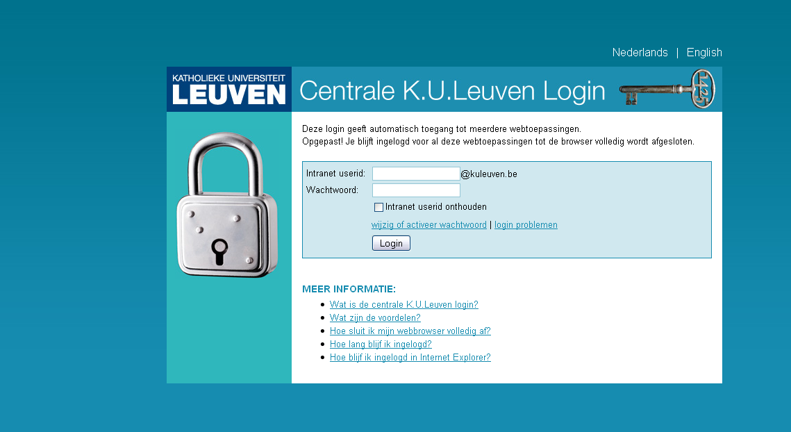 Stap 1 - KU Leuven Login Open een nieuw venster en werk maar in één tab van