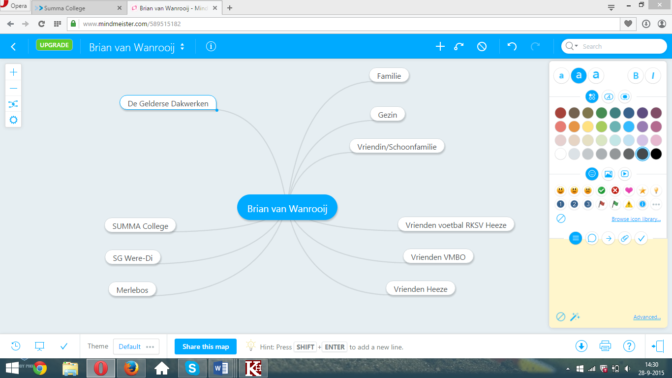 Opdracht 2 Voor deze opdracht moesten we naar de website www.mindmeister.