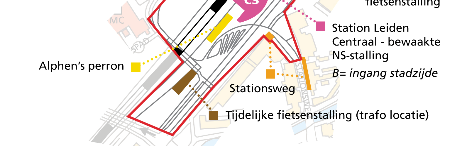2 Uitgangspunten 2.1 Stallingen in de stationsomgeving Om het station heen is een restrictiegebied afgesproken waarbinnen de fietsenstallingen liggen.