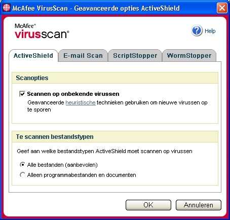 McAfee VirusScan gebruiken Afbeelding 2-3.
