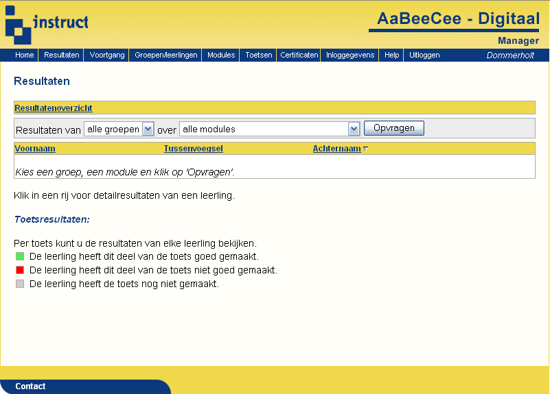 8 4. LEERKRACHTENGEDEELTE (AABEECEE-DIGITAAL MANAGER) In de manager vindt het beheer rond AaBeeCee-Digitaal plaats.