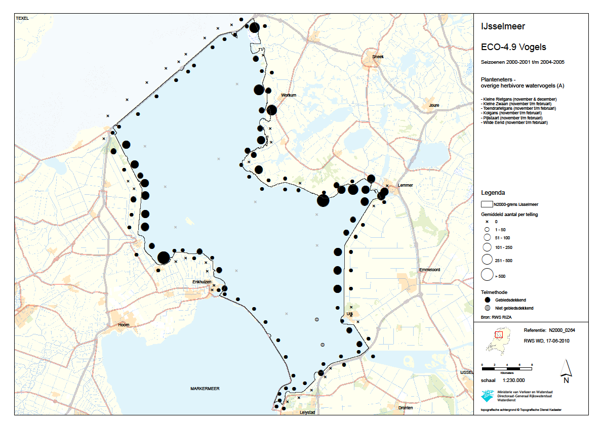 56 A&W-rapport 2037 Ecologische beoordeling Vismigratierivier Figuur 4.16 Voorkomen van een subselectie van herbivore watervogels in het IJsselmeergebied bron www.natura2000ijsselmeergebied.