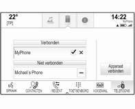 78 Telefoon Conferentiegesprek Selecteer B om de twee oproepen samen te voegen. U kunt nu met beide personen spreken. De schermtoets B verandert in C.