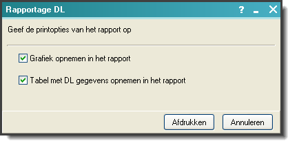 2.4. VOORBEELDRAPPORTEN 2. Er verschijnt een keuzevenster waarin u kunt aangeven welke gegevens u in de rapportage wilt opnemen. Klik op de knop Afdrukken om het rapport in beeld te krijgen.