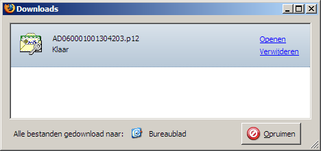 Mozilla irefox 6. Het bestand wordt op een standaardlocatie opgeslagen. Bij Internet Explorer is dat de map Mijn ontvangen bestanden en bij Mozilla irefox het Bureaublad.