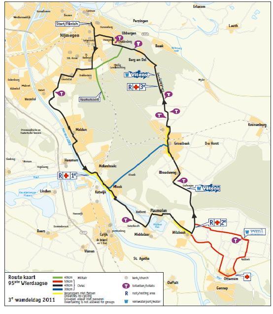 Routekaarten voor de 4-daagse 2011