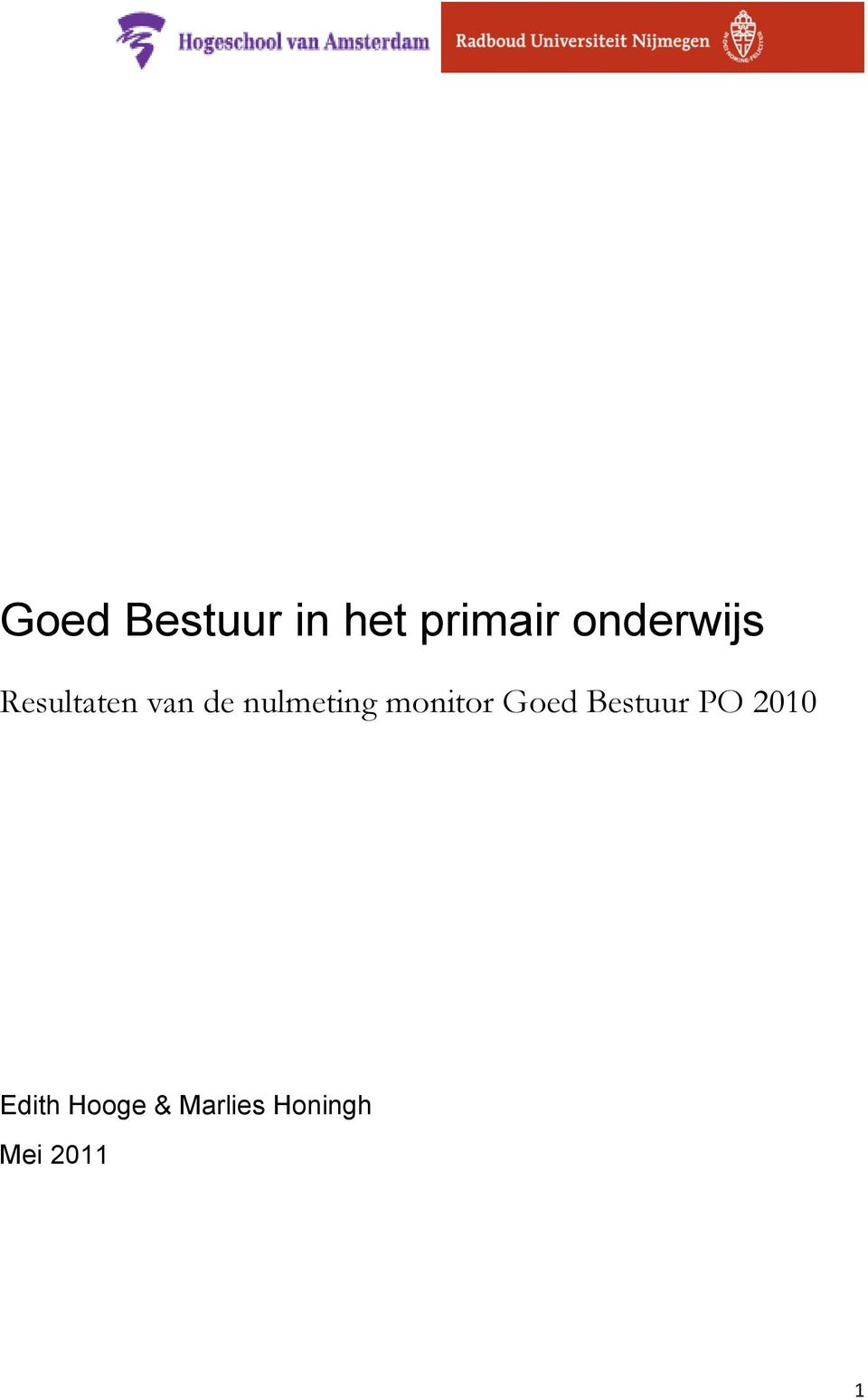 nulmeting monitor Goed Bestuur PO