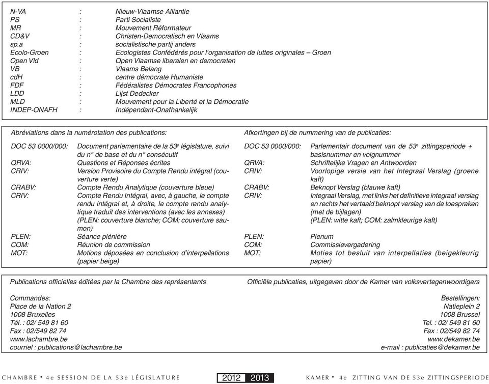 démocrate Humaniste FDF : Fédéralistes Démocrates Francophones LDD : Lijst Dedecker MLD : Mouvement pour la Liberté et la Démocratie INDEP-ONAFH : Indépendant-Onafhankelijk Abréviations dans la