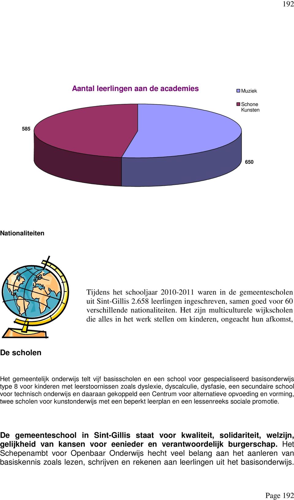 De scholen Het gemeentelijk onderwijs telt vijf basisscholen en een school voor gespecialiseerd basisonderwijs type 8 voor kinderen met leerstoornissen zoals dyslexie, dyscalculie, dysfasie, een