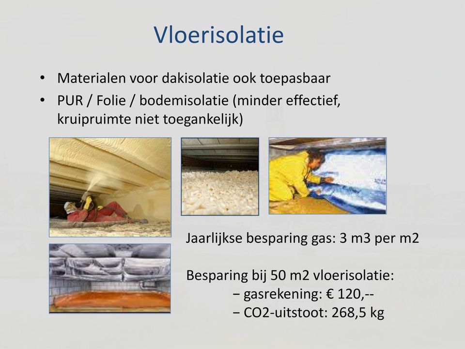 toegankelijk) Jaarlijkse besparing gas: 3 m3 per m2 Besparing