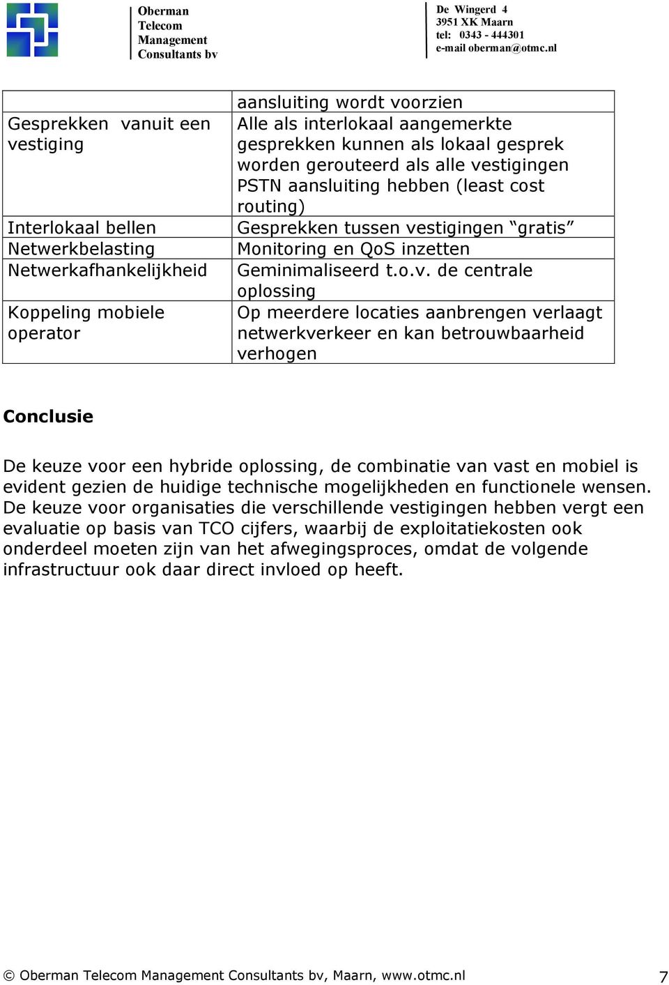 stigingen PSTN aansluiting hebben (least cost routing) Gesprekken tussen ve