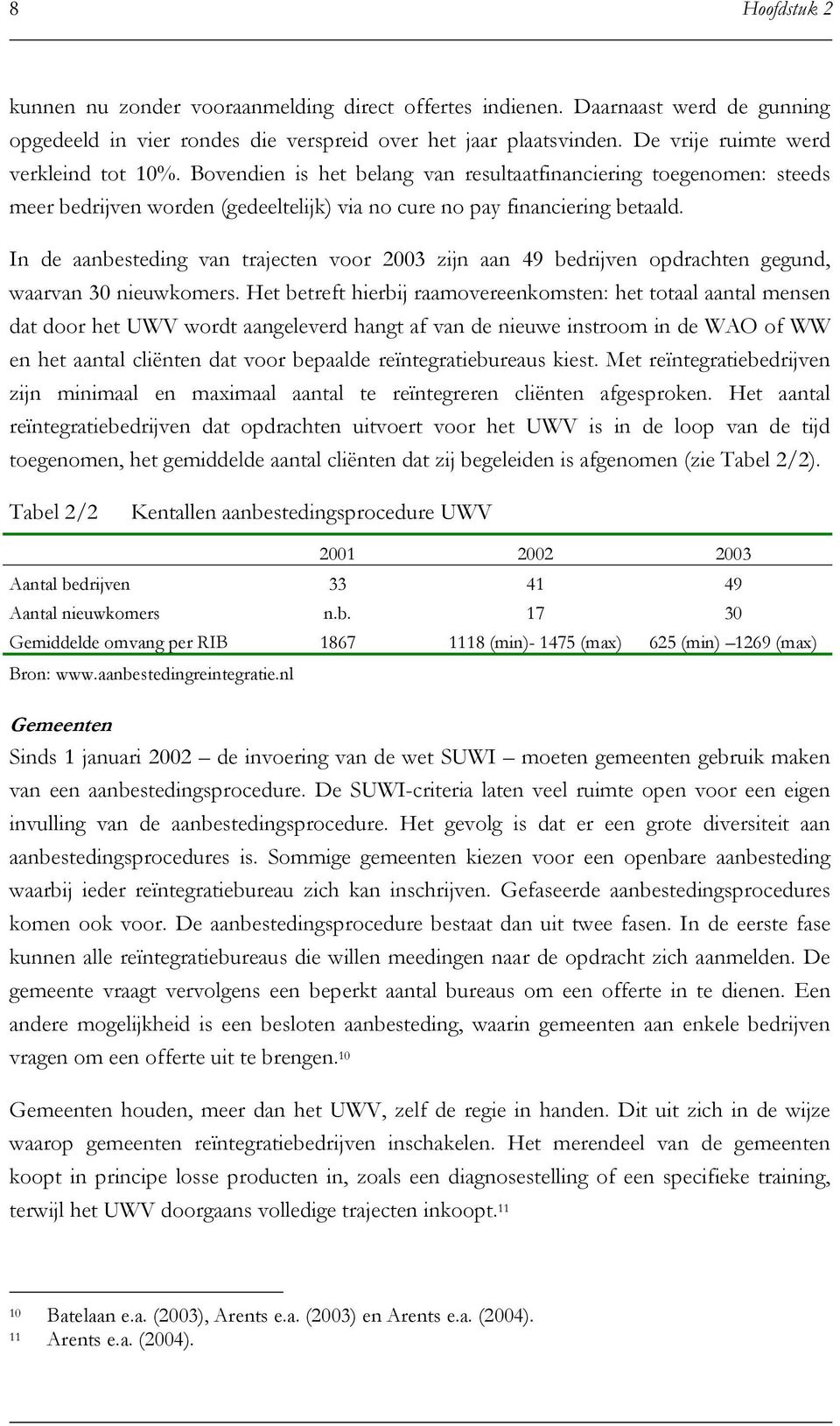 In de aanbesteding van trajecten voor 2003 zijn aan 49 bedrijven opdrachten gegund, waarvan 30 nieuwkomers.