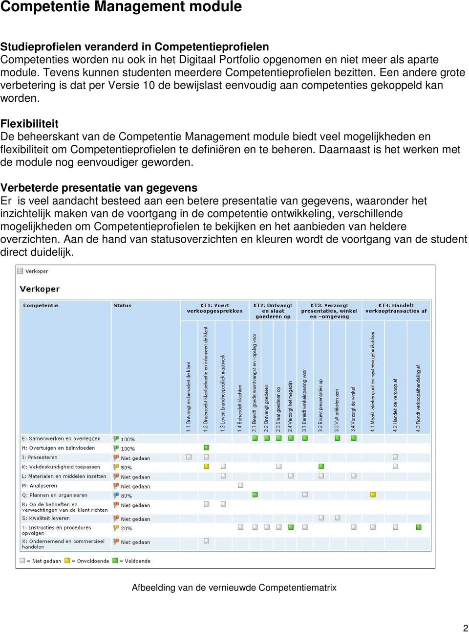 Flexibiliteit De beheerskant van de Competentie Management module biedt veel mogelijkheden en flexibiliteit om Competentieprofielen te definiëren en te beheren.