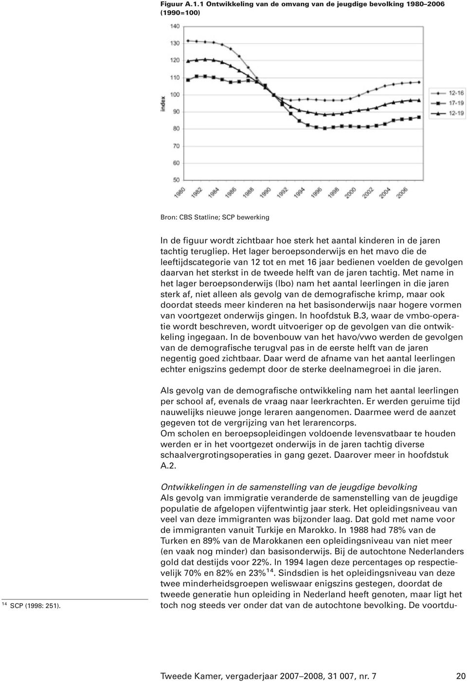 Het lager beroepsonderwijs en het mavo die de leeftijdscategorie van 12 tot en met 16 jaar bedienen voelden de gevolgen daarvan het sterkst in de tweede helft van de jaren tachtig.