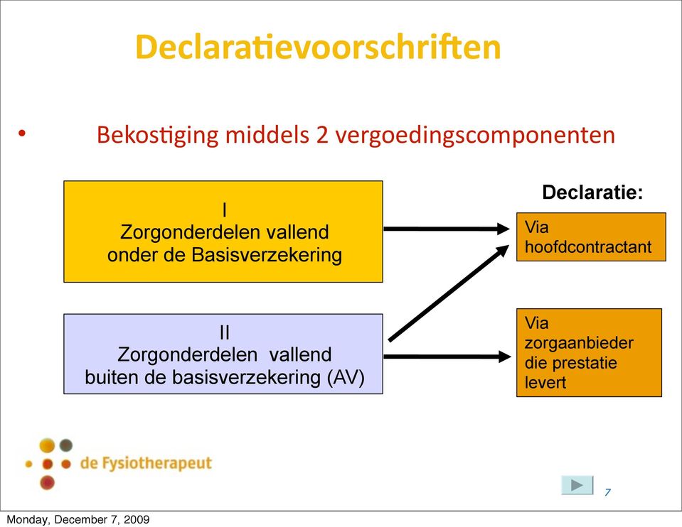 Basisverzekering Declaratie: Via hoofdcontractant II