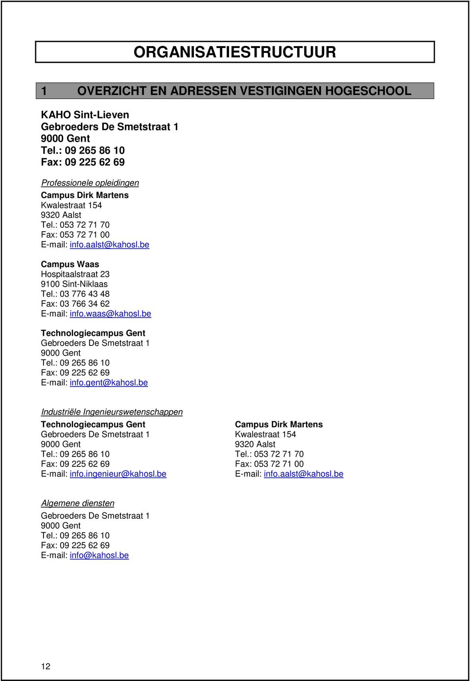 be Campus Waas Hospitaalstraat 23 9100 Sint-Niklaas Tel.: 03 776 43 48 Fax: 03 766 34 62 E-mail: info.waas@kahosl.be Technologiecampus Gent Gebroeders De Smetstraat 1 9000 Gent Tel.