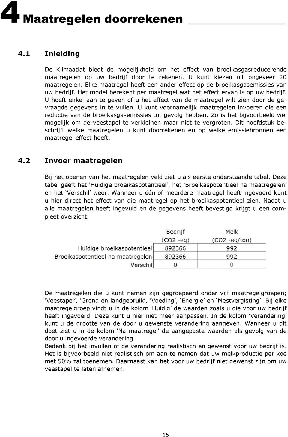 U hoeft enkel aan te geven of u het effect van de maatregel wilt zien door de gevraagde gegevens in te vullen.