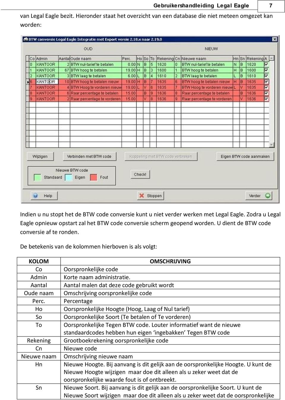 Zodra u Legal Eagle opnieuw opstart zal het BTW code conversie scherm geopend worden. U dient de BTW code conversie af te ronden.