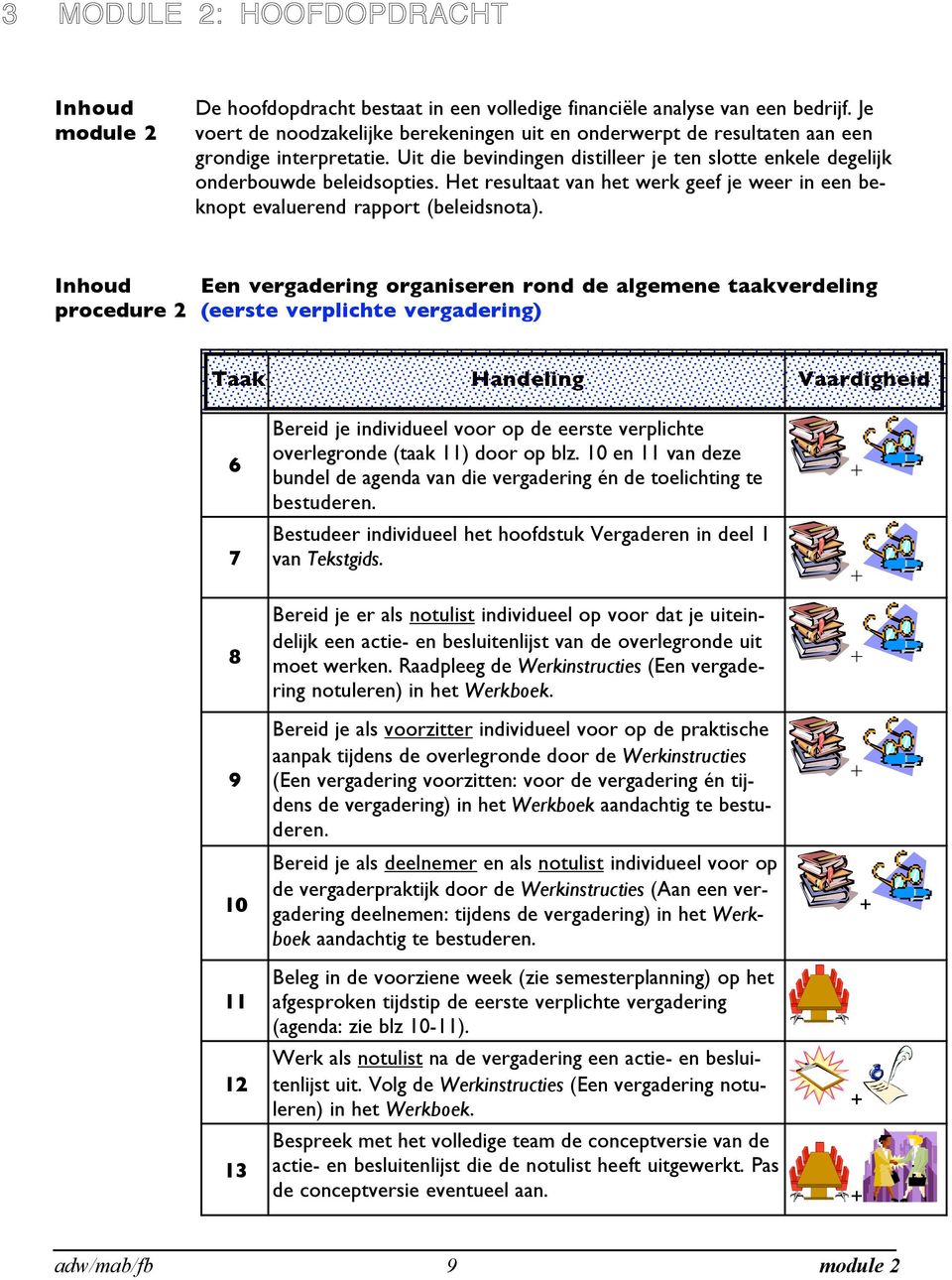 Het resultaat van het werk geef je weer in een beknopt evaluerend rapport (beleidsnota).