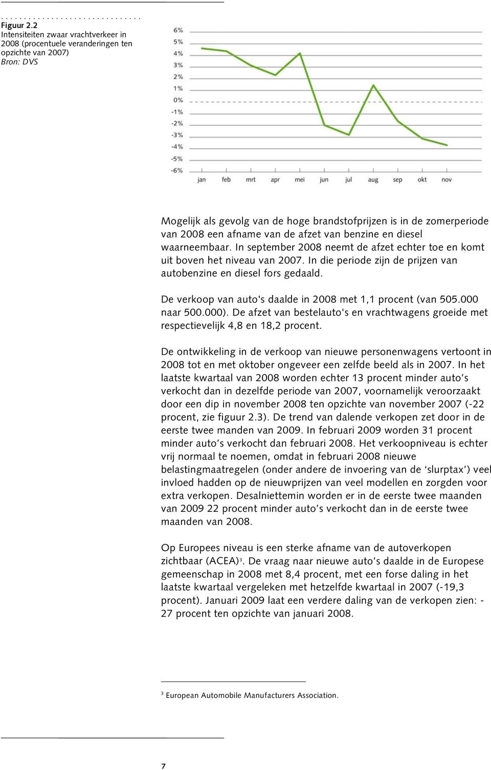 de afzet van benzine en diesel waarneembaar. In september 2008 neemt de afzet echter toe en komt uit boven het niveau van 2007. In die periode zijn de prijzen van autobenzine en diesel fors gedaald.