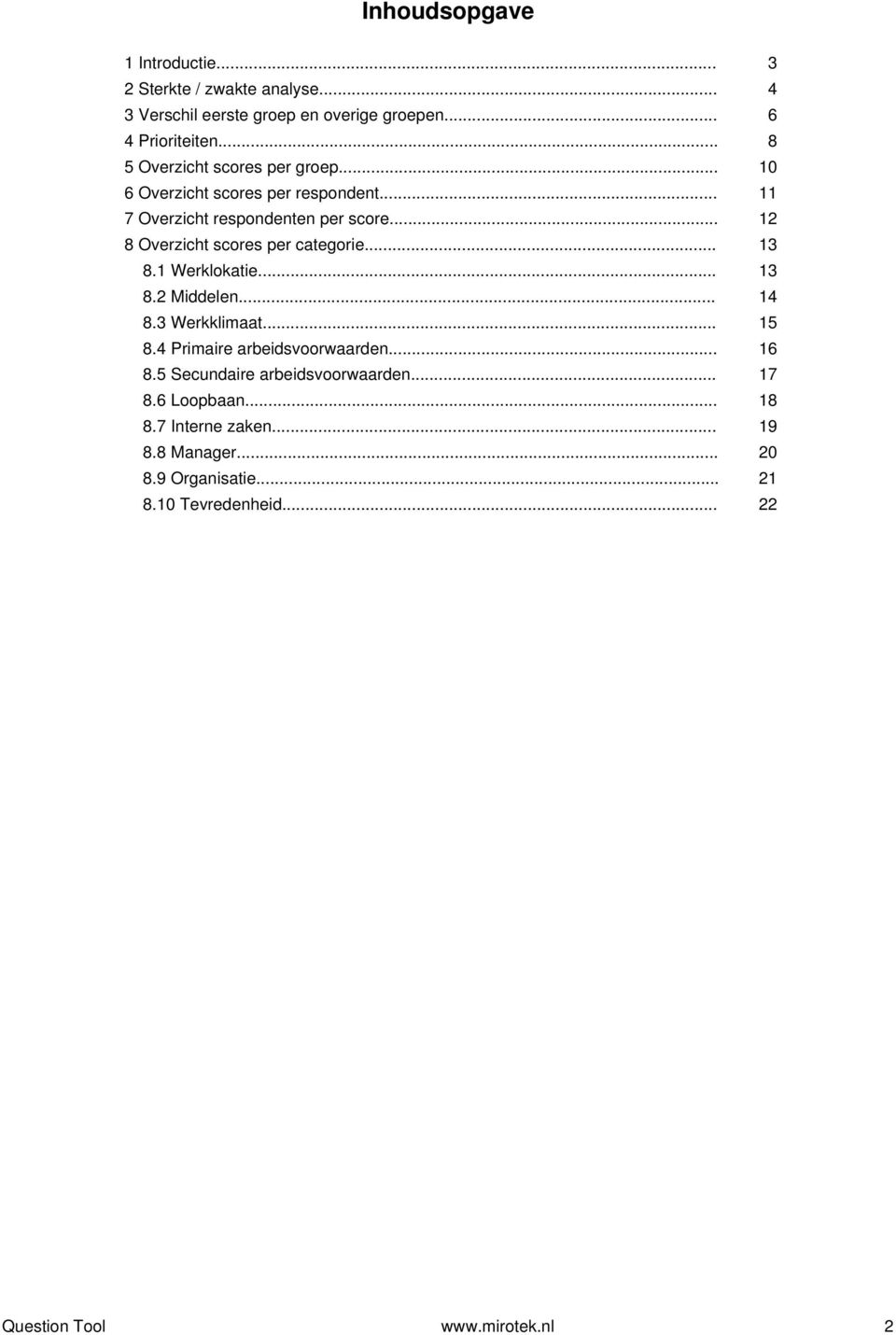 .. 12 8 Overzicht scores per categorie... 13 8.1 Werklokatie... 13 8.2 Middelen... 14 8.3 Werkklimaat... 1 8.