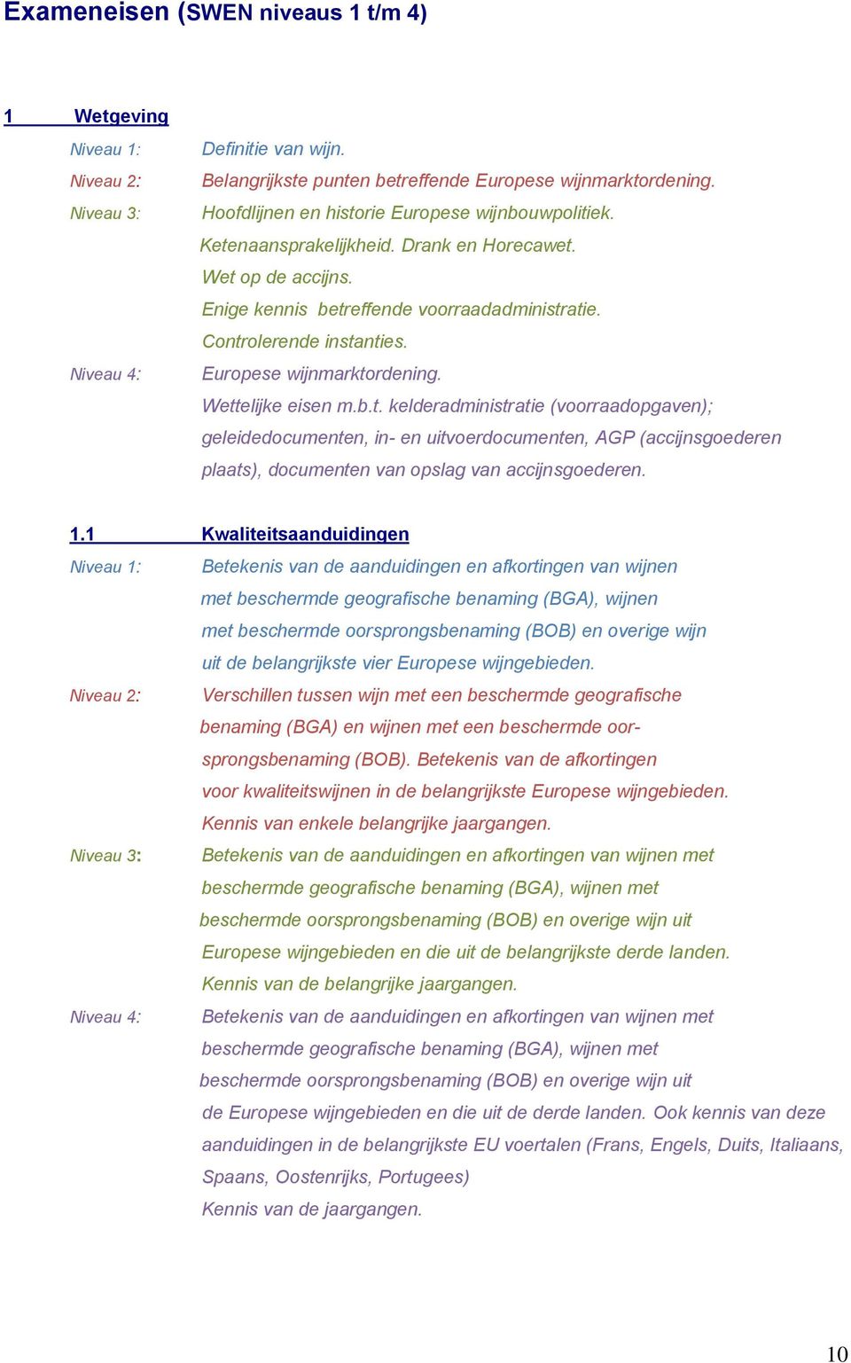 Europese wijnmarktordening. Wettelijke eisen m.b.t. kelderadministratie (voorraadopgaven); geleidedocumenten, in- en uitvoerdocumenten, AGP (accijnsgoederen plaats), documenten van opslag van accijnsgoederen.