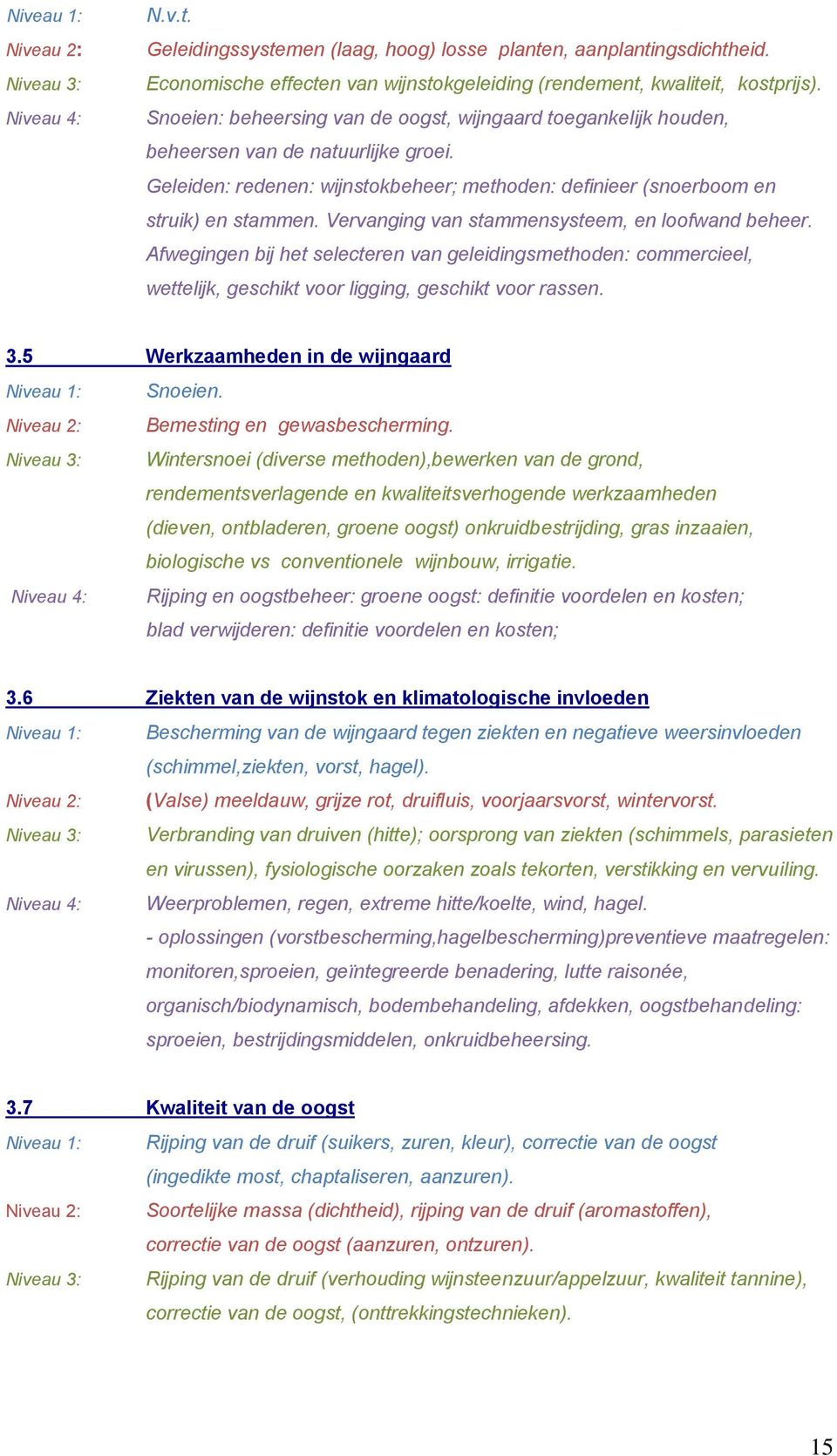 Vervanging van stammensysteem, en loofwand beheer. Afwegingen bij het selecteren van geleidingsmethoden: commercieel, wettelijk, geschikt voor ligging, geschikt voor rassen. 3.