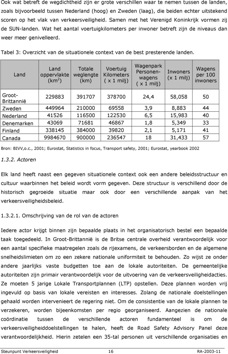 Tabel 3: Overzicht van de situationele context van de best presterende landen.