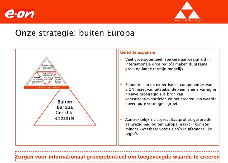 ON: inzet van uitstekende kennis en ervaring in nieuwe groeiregio s is bron van concurrentievoordelen en het creëren van waarde boven pure