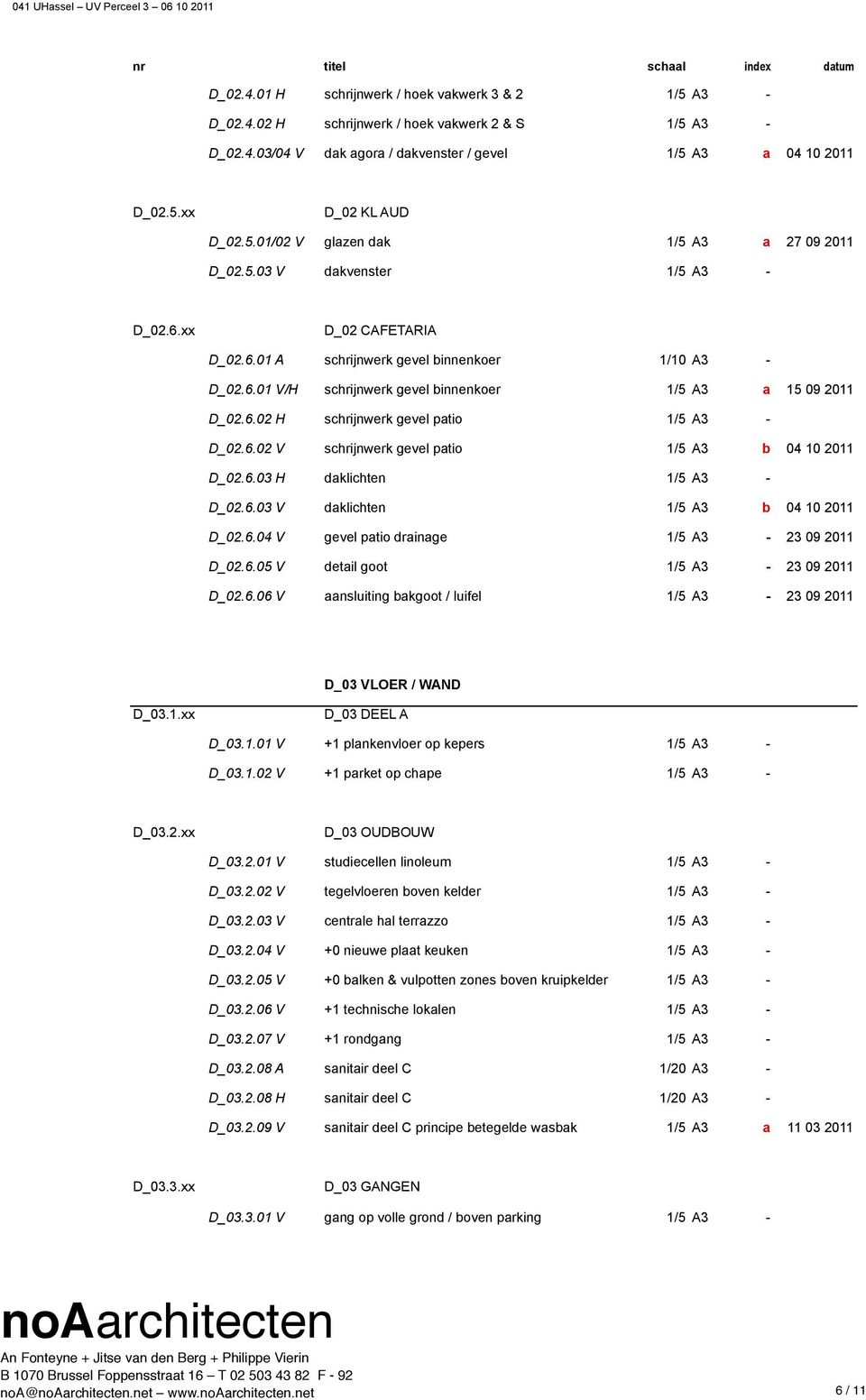 6.02 H schrijnwerk gevel patio 1/5 A3 - D_02.6.02 V schrijnwerk gevel patio 1/5 A3 b 04 10 2011 D_02.6.03 H daklichten 1/5 A3 - D_02.6.03 V daklichten 1/5 A3 b 04 10 2011 D_02.6.04 V gevel patio drainage 1/5 A3-23 09 2011 D_02.