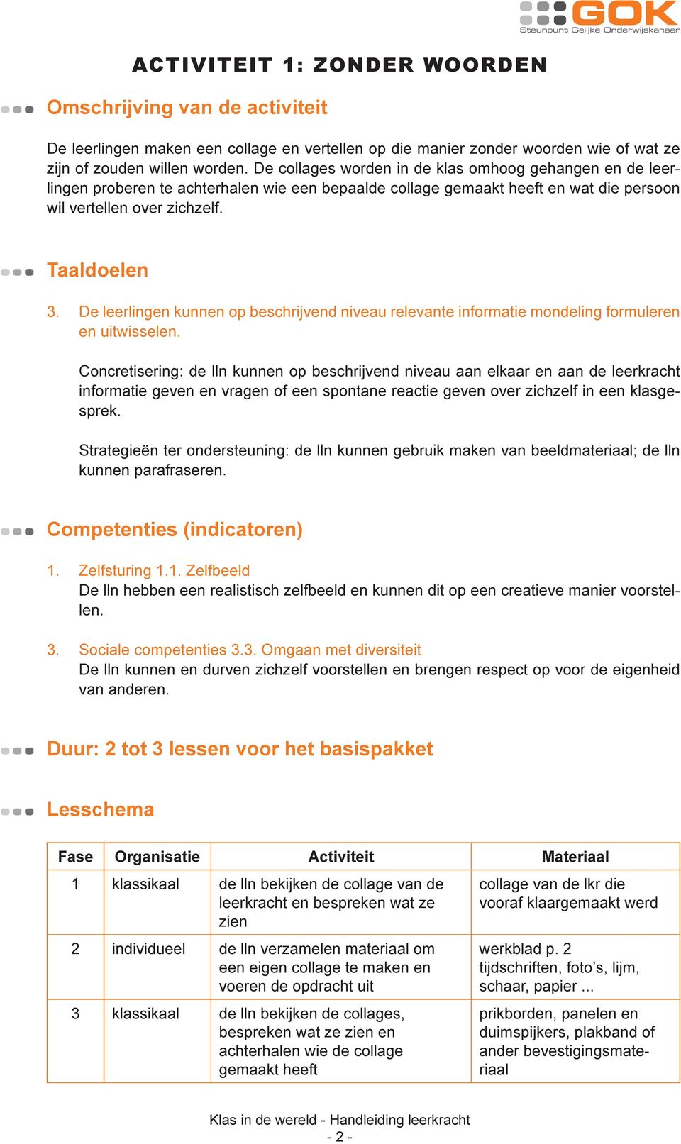 De leerlingen kunnen op beschrijvend niveau relevante informatie mondeling formuleren en uitwisselen.