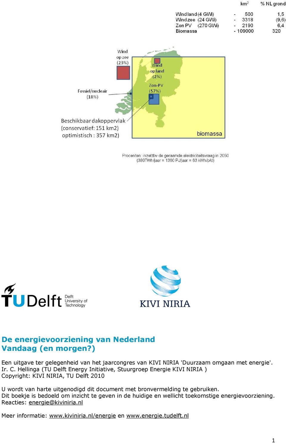 Hellinga (TU Delft Energy Initiative, Stuurgroep Energie KIVI NIRIA ) Copyright: KIVI NIRIA, TU Delft 2010 U wordt van harte