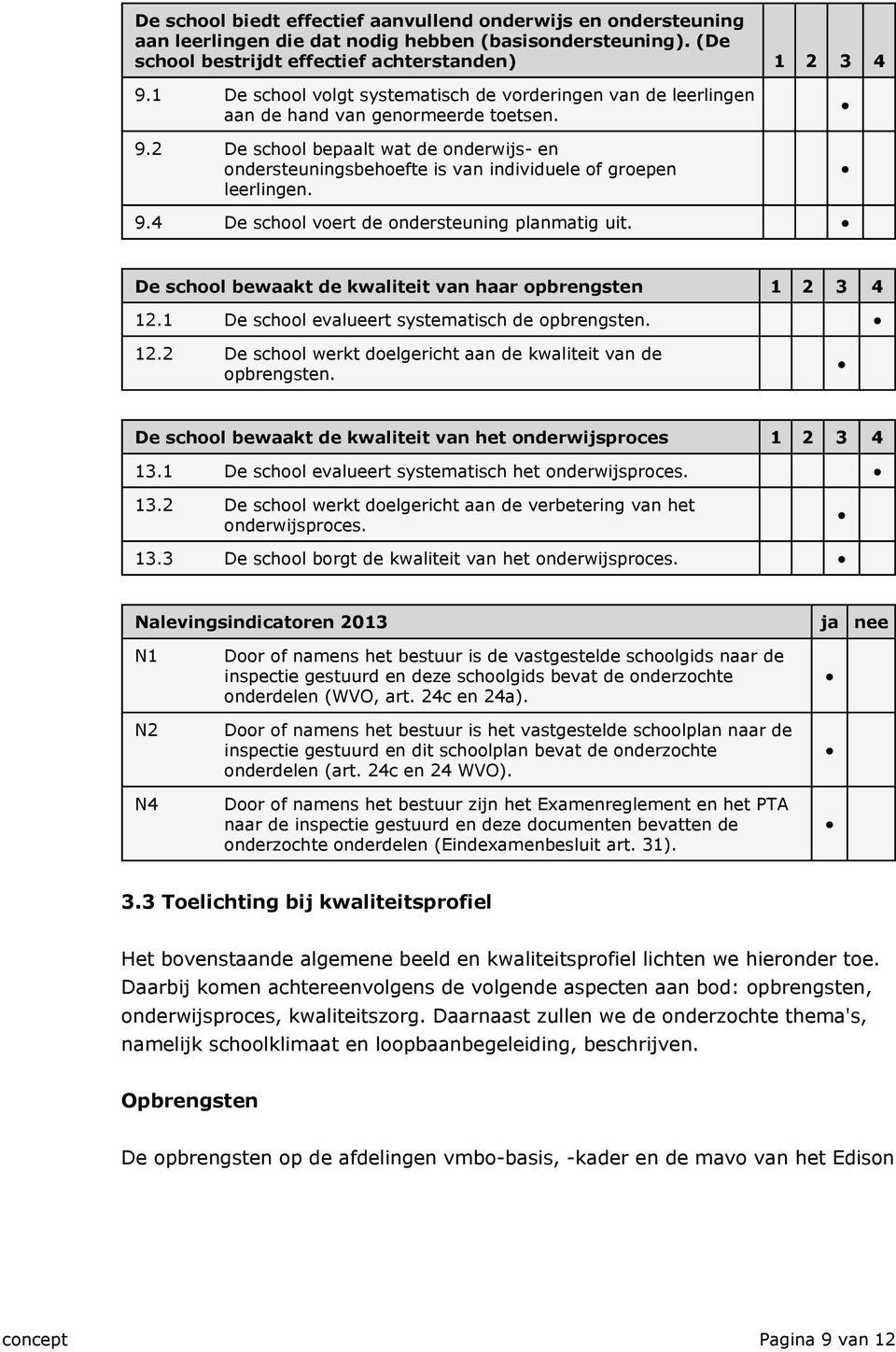 2 De school bepaalt wat de onderwijs- en ondersteuningsbehoefte is van individuele of groepen leerlingen. 9.4 De school voert de ondersteuning planmatig uit.