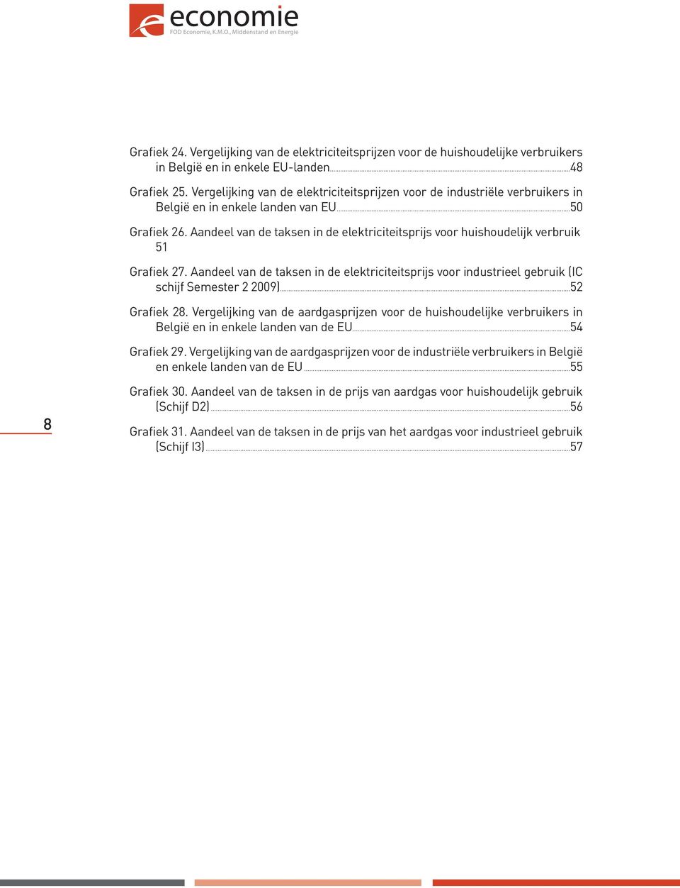 Aandeel van de taksen in de elektriciteitsprijs voor huishoudelijk verbruik 51 Grafiek 27. Aandeel van de taksen in de elektriciteitsprijs voor industrieel gebruik (IC schijf Semester 2 2009).