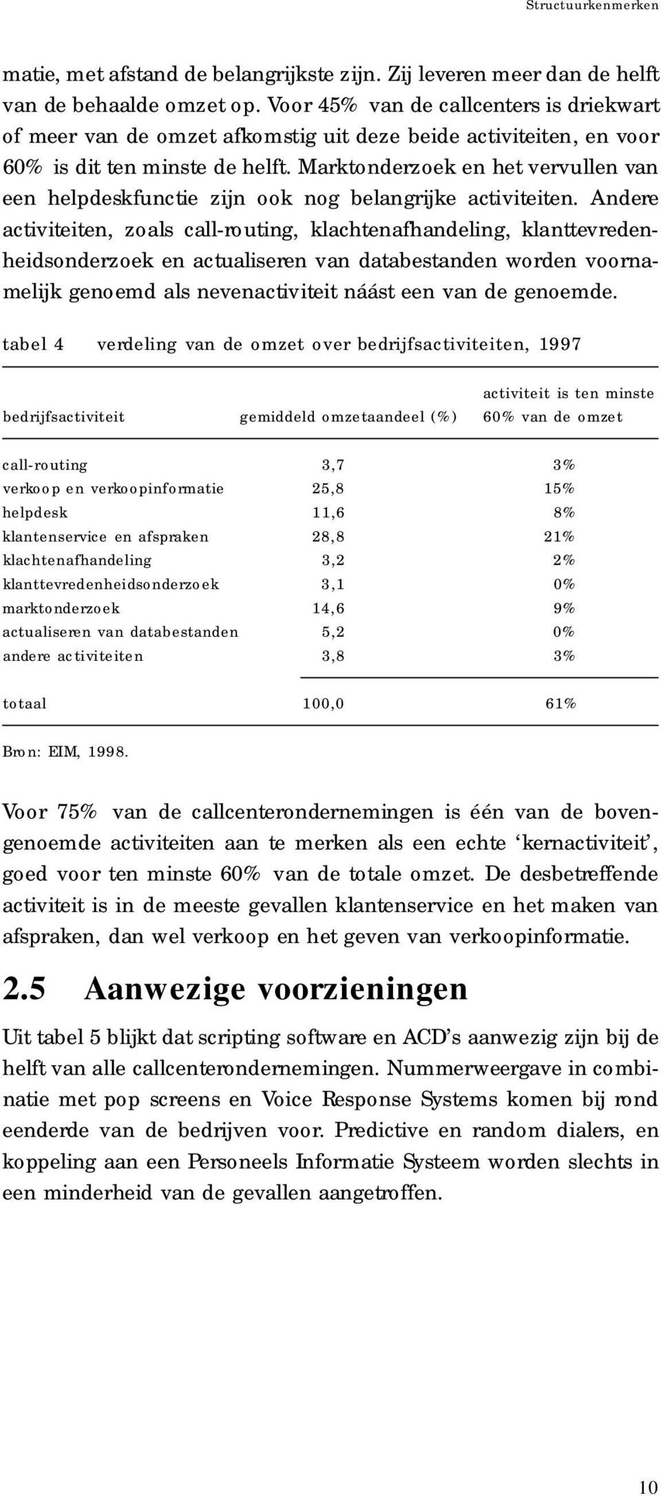 Marktonderzoek en het vervullen va n een helpdeskfunctie zijn ook nog belangrijke activiteiten.