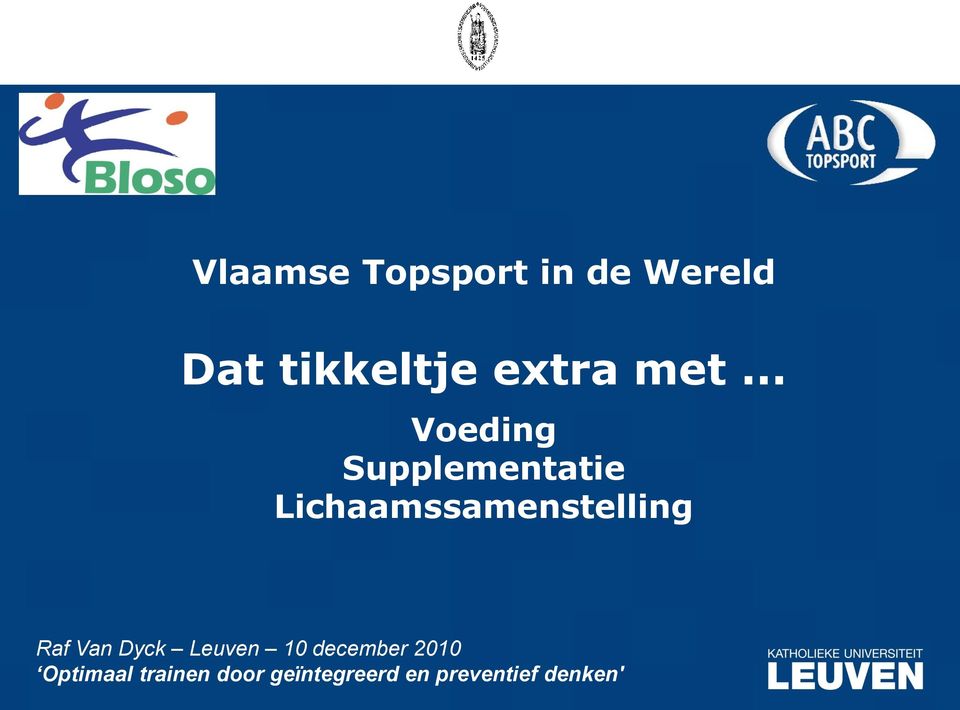 .. Voeding Supplementatie Lichaamssamenstelling