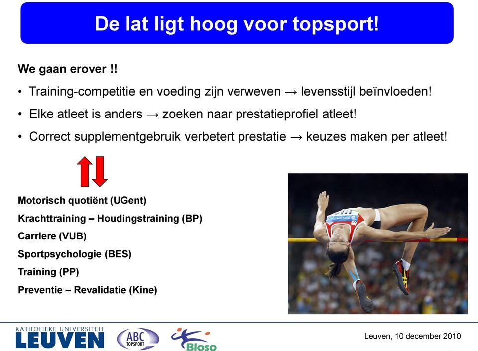 Elke atleet is anders zoeken naar prestatieprofiel atleet!