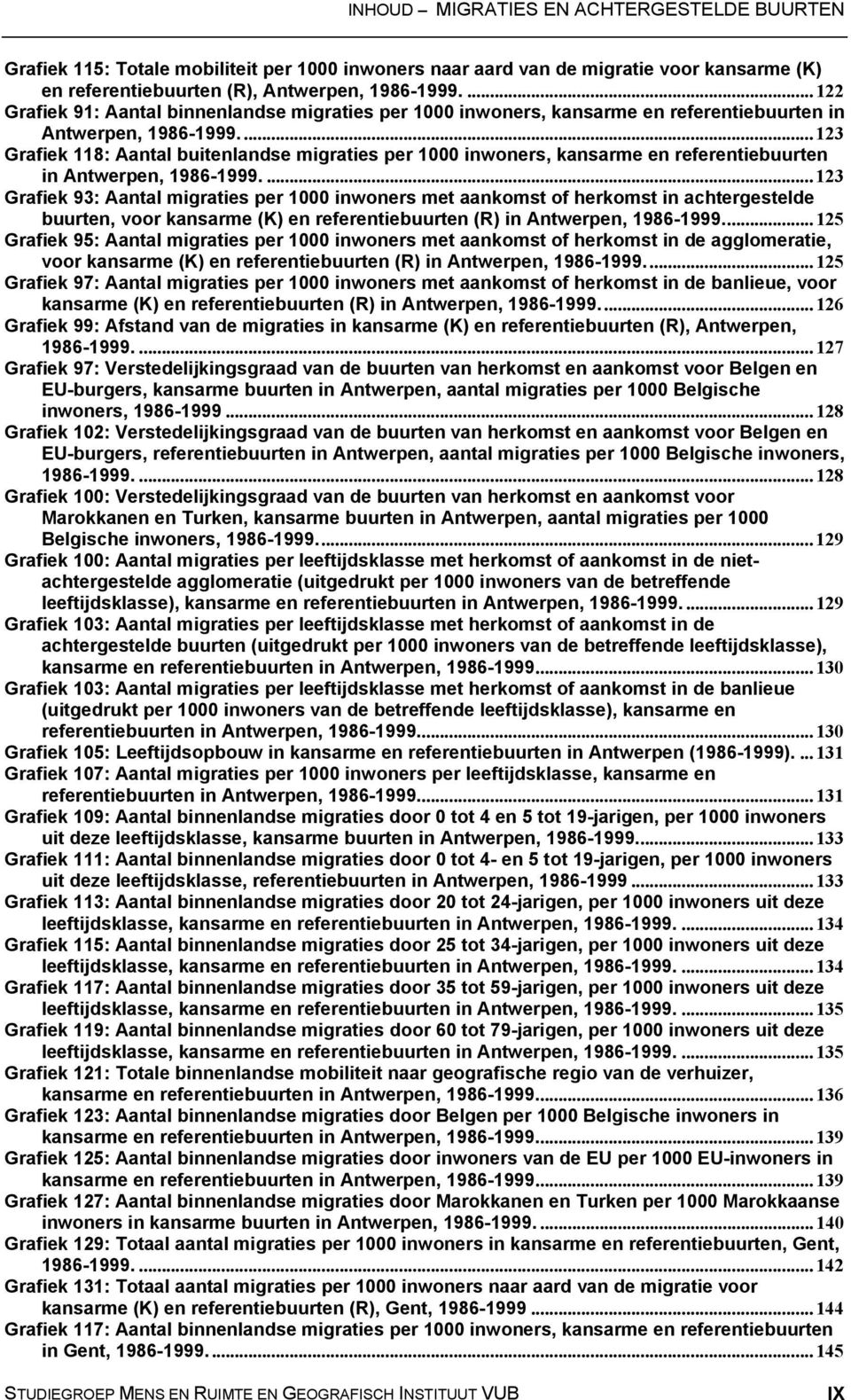 ... 123 Grafiek 118: Aantal buitenlandse migraties per 1 inwoners, kansarme en referentiebuurten in Antwerpen, 1986-1999.