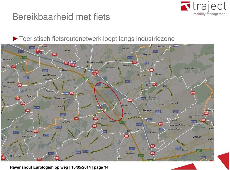 loopt langs industriezone