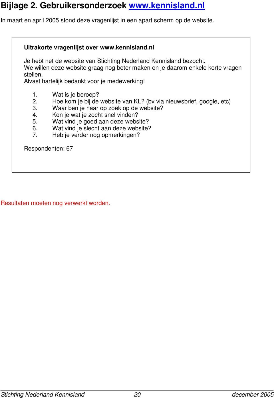 (bv via nieuwsbrief, google, etc) 3. Waar ben je naar op zoek op de website? 4. Kon je wat je zocht snel vinden? 5. Wat vind je goed aan deze website? 6. Wat vind je slecht aan deze website?