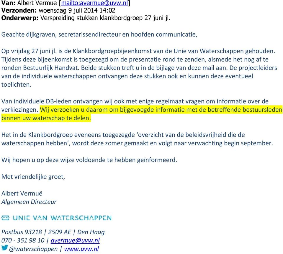 Tijdens deze bijeenkmst is tegezegd m de presentatie rnd te zenden, alsmede het ng af te rnden Bestuurlijk Handvat. Beide stukken treft u in de bijlage van deze mail aan.