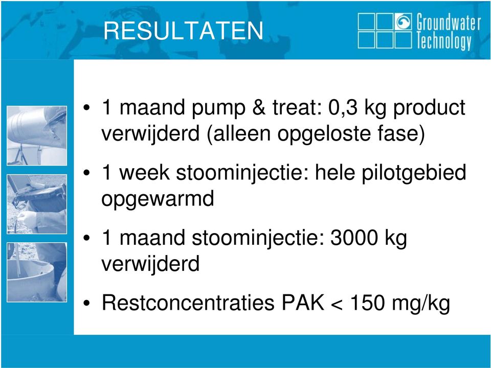 stoominjectie: hele pilotgebied opgewarmd 1 maand