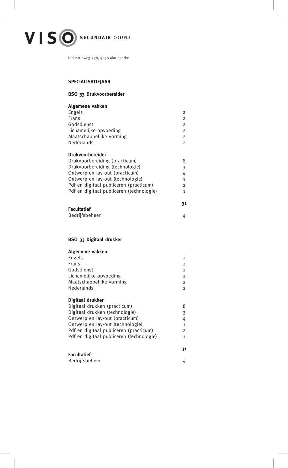 publiceren (technologie) 1 BSO 33 Digitaal drukker Engels 2 Frans 2 Godsdienst 2 Lichamelijke opvoeding 2 Maatschappelijke vorming 2 Nederlands 2 Digitaal drukker Digitaal drukken