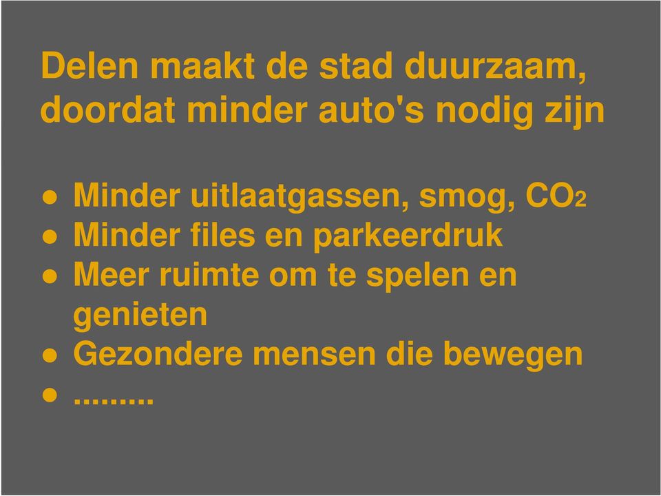 CO2 Minder files en parkeerdruk Meer ruimte om